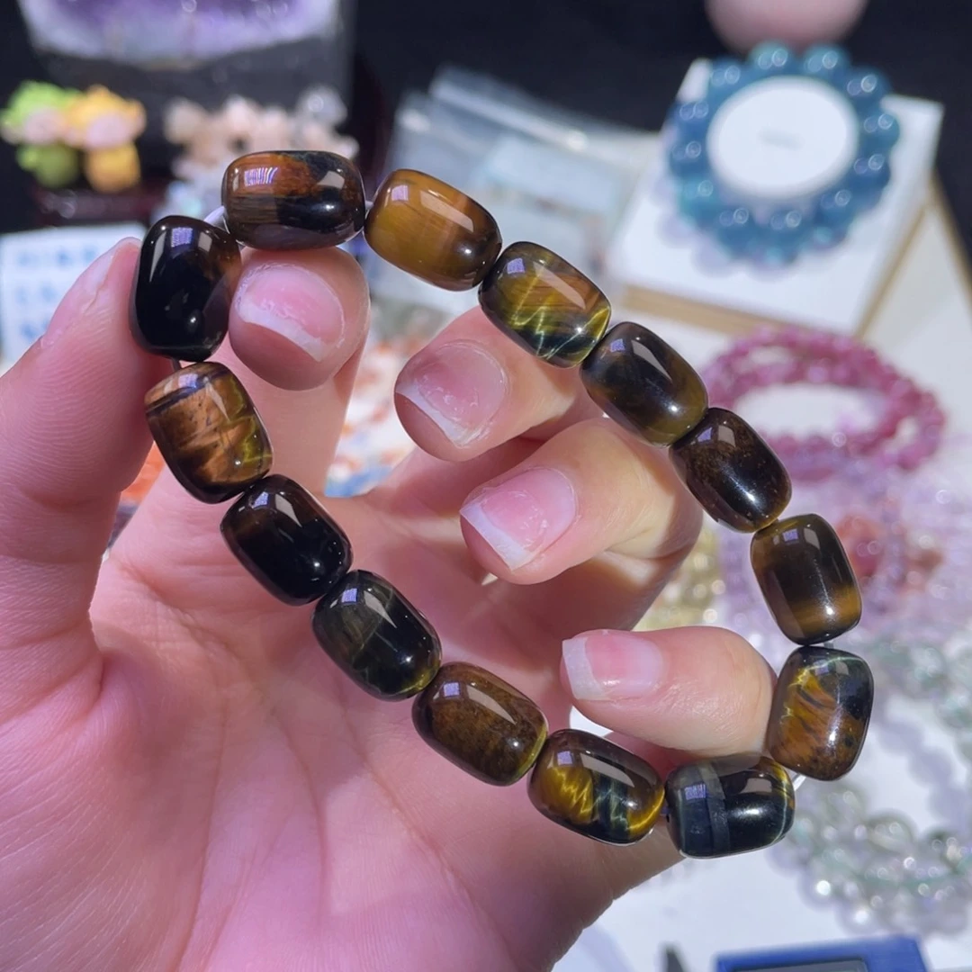 未镶嵌手链水晶闪电黄虎眼桶珠10mm