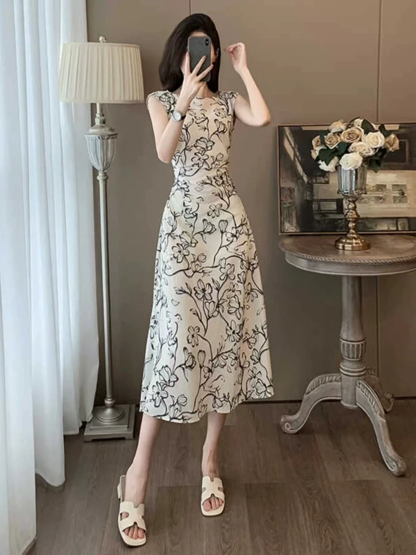 凯特丝蓓1589#法式连衣裙女短袖复古优雅通勤显瘦字连衣裙