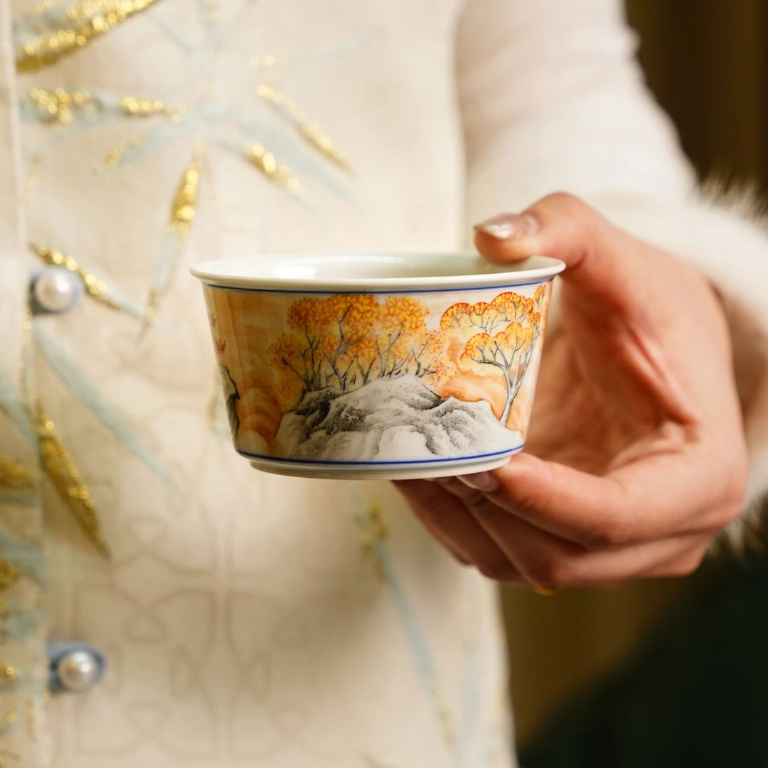 鹤鸣问道   【江山如梦】单杯   创意饮茶品茗茶具中式茶道喝茶银