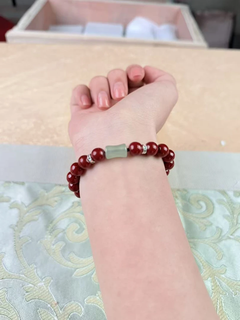 含辰砂工艺品朱砂竹节单圈S-0418无礼盒无证书