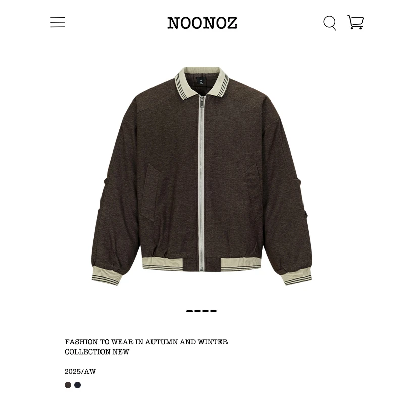 NOONOZ潮牌美式复古拼色拉链夹克男中性风老钱风百搭高级感外套