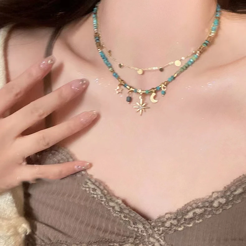 铜合金项链 复古叠戴项链女款小众饰品个性锁骨链轻奢高级毛小米