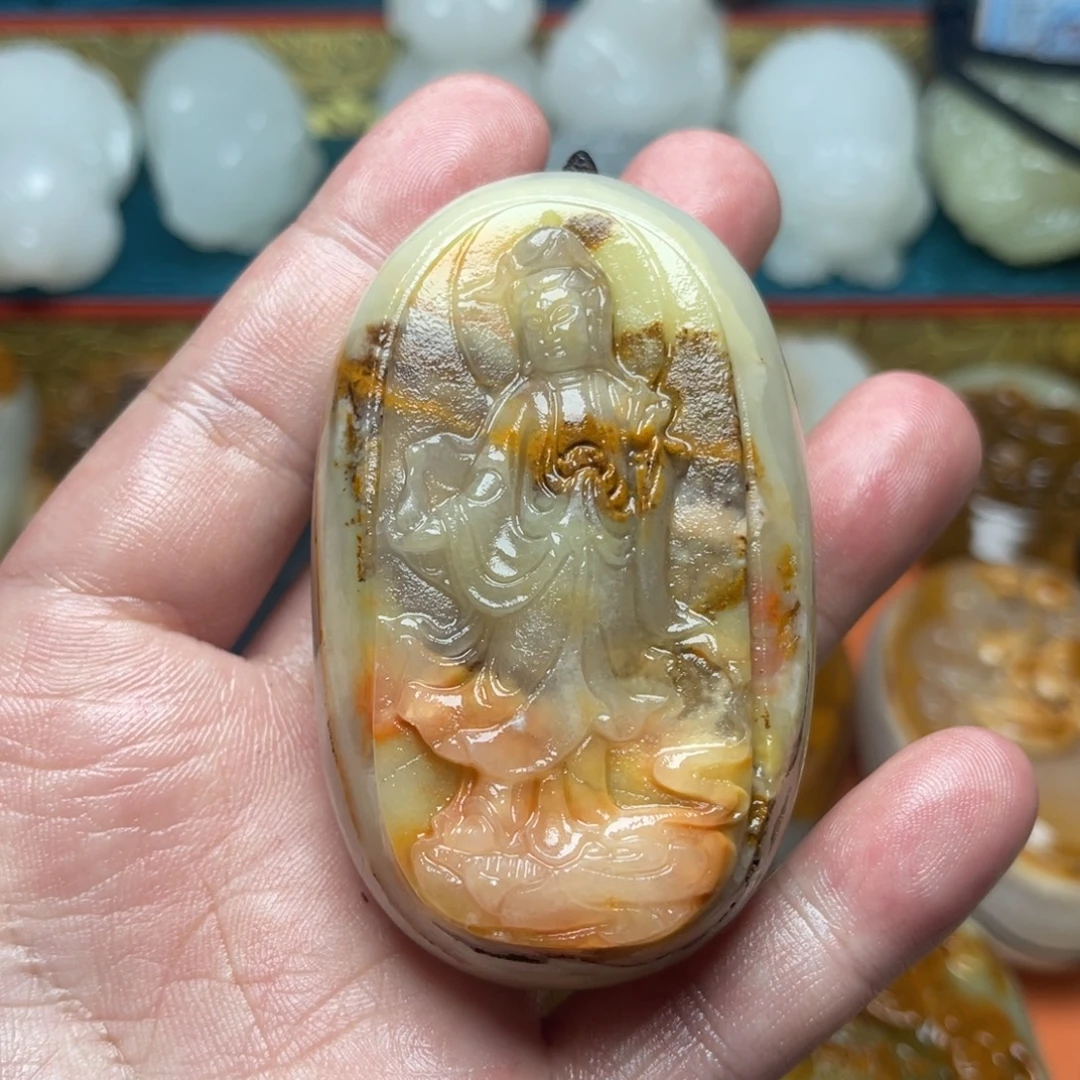 石材天然方解石手把件不退换