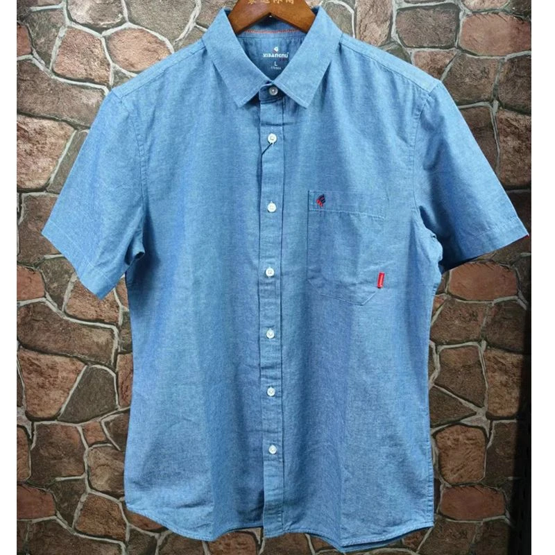 【新疆棉】意邦奴新款夏季男士衬衫短袖休闲格子宽松