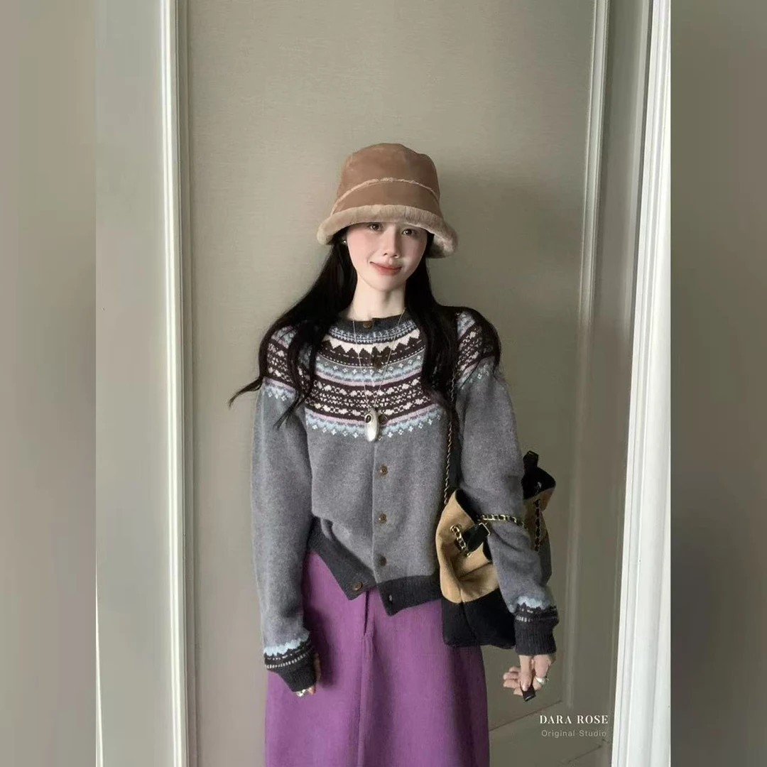 【鑫绒毛衣】女装针织衫秋季撞色秋冬毛衣时尚套装复古Y000-A048