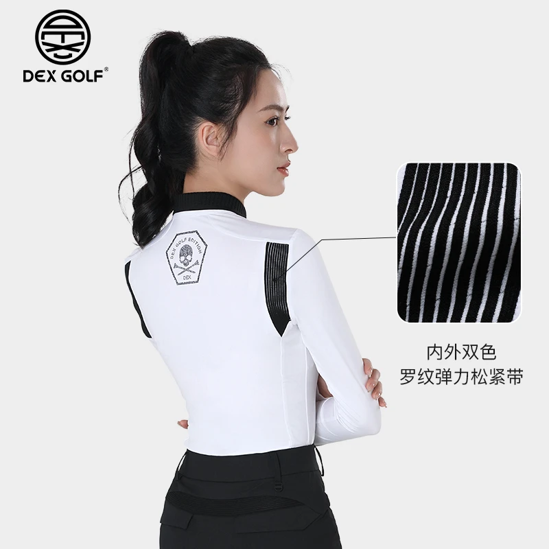 DEXGOLF高尔夫女士长袖T恤春季新品3269简约翻领Polo衫时尚修身