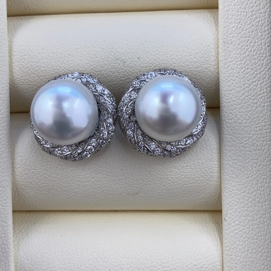 未镶嵌耳饰海水珍珠11-12