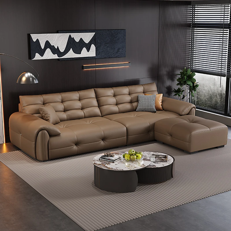大象耳朵云朵意式极简劳伦斯真皮羽绒乳胶沙发客厅直排大中小户型