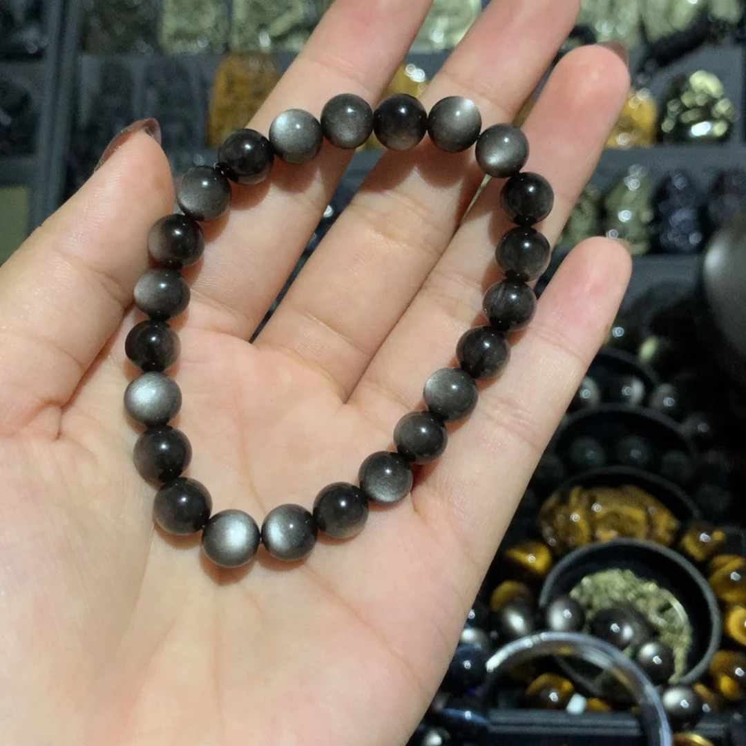 未镶嵌黑曜岩手链丑****%