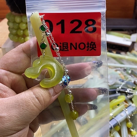 蛇纹石玉发簪未镶嵌清*