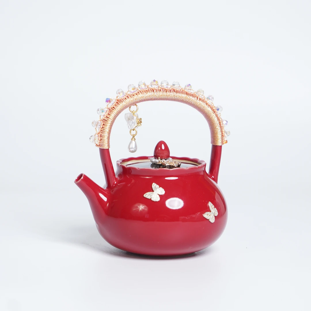 茶周边  珠红帮绳提梁壶 茶具中式茶道茶杯手工  CZB0060