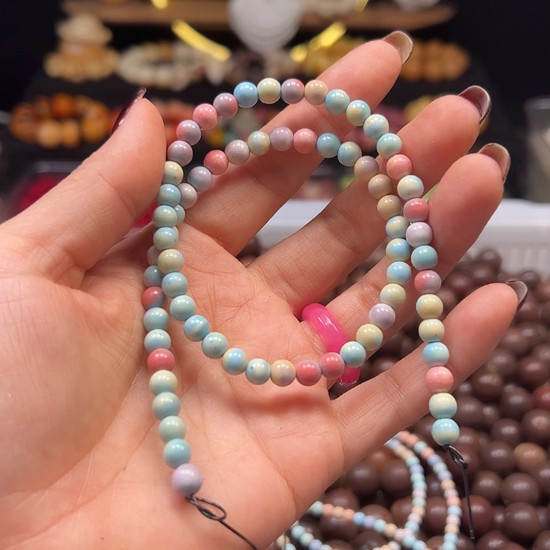 菩提根/象牙果手串卡6多彩圆1条