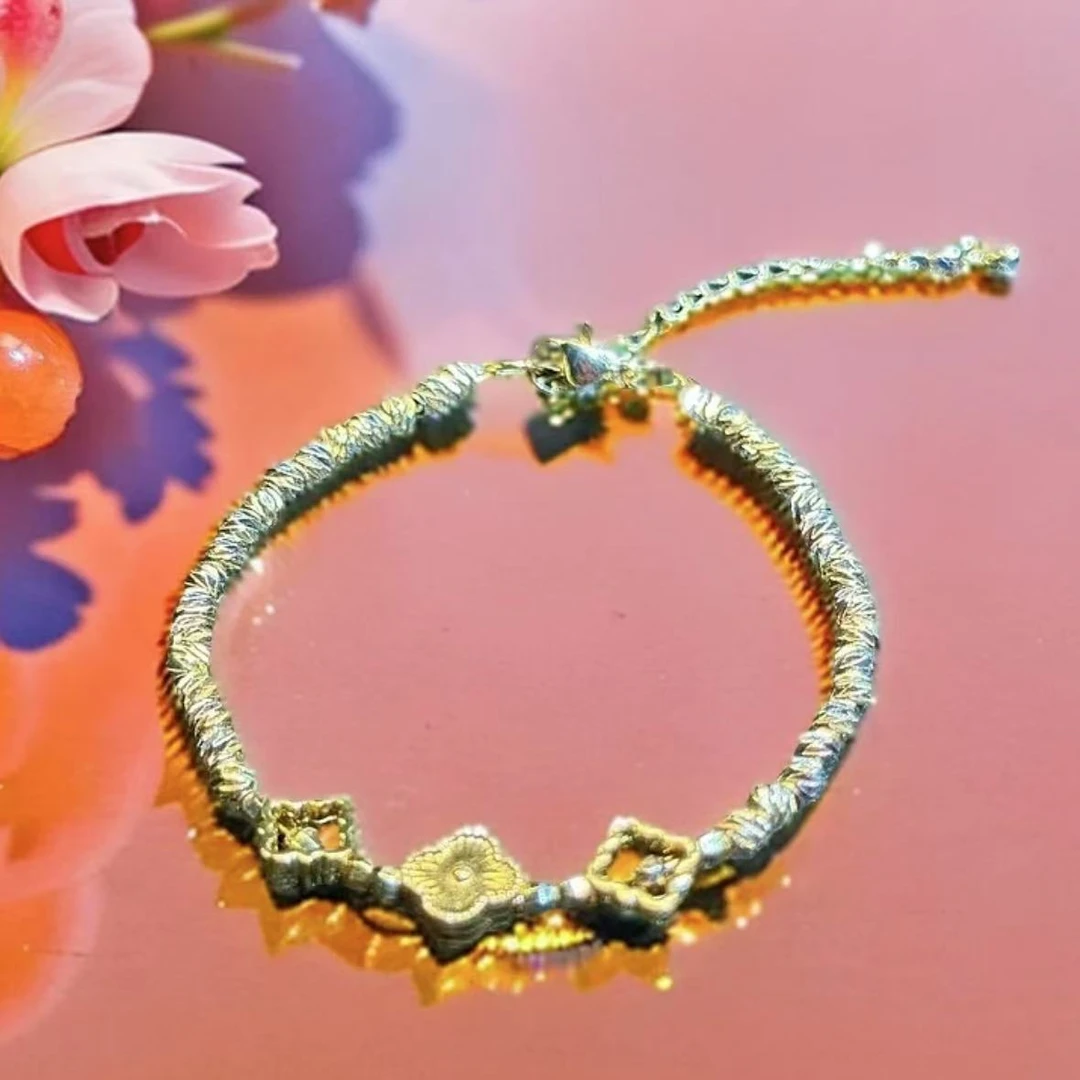 璀璨设计Y1997足金24K黄金四叶草高奢百搭款手链J137