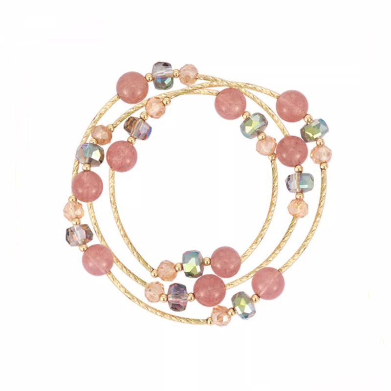 草莓晶三层叠戴水晶手串女设计款手链轻奢高级感串珠手饰批发