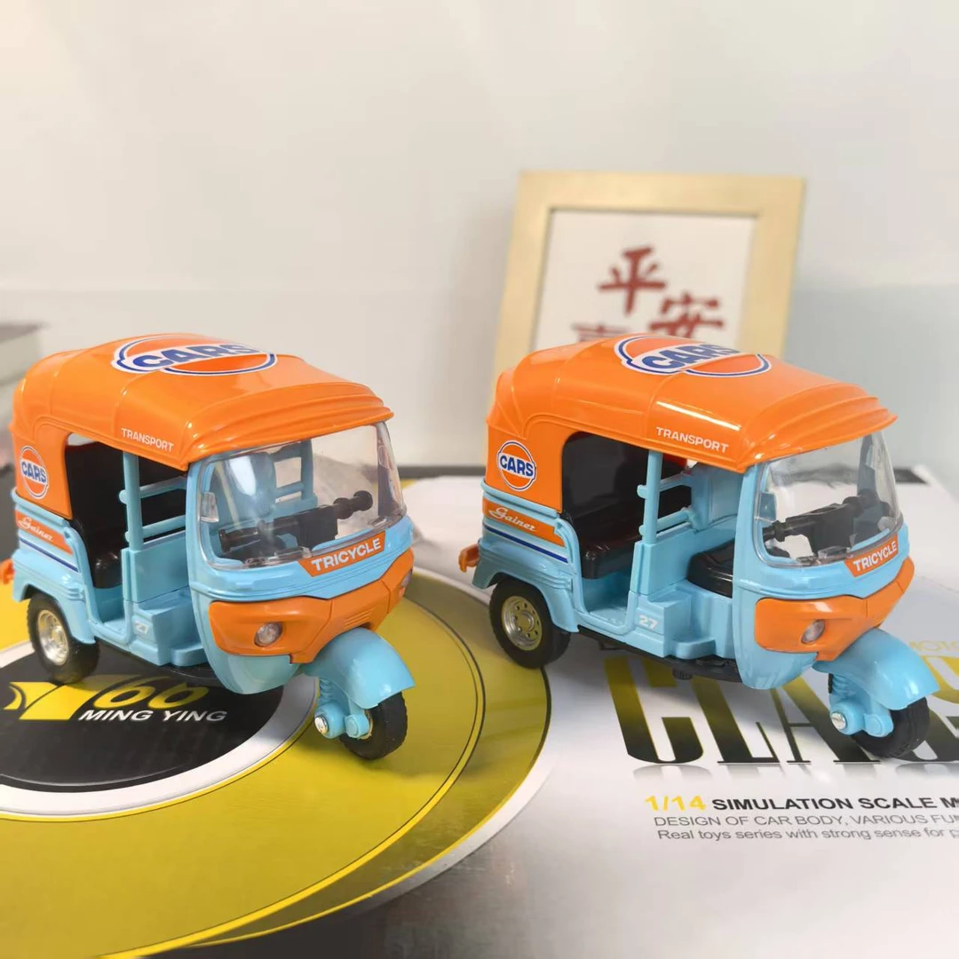 合金1:36声光复古老爷皮卡车三轮车耐摔回力汽车模型摆件男孩玩具