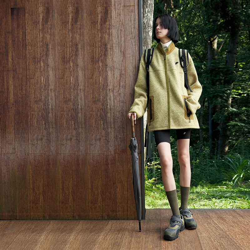 半圆原创设计冬季新款羊毛拼接夹克外套Z23326003