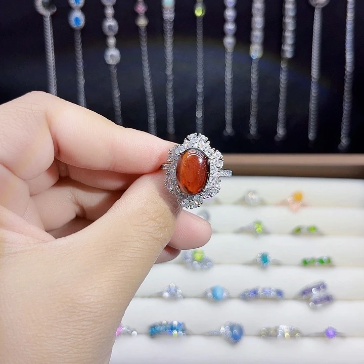 戒指银S925镶嵌石榴石