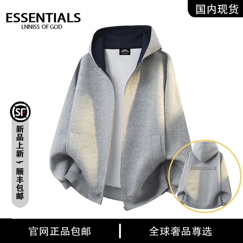 ESSENTIALS LNNISS 秋季开衫连帽卫衣情侣早秋简约时尚穿搭外套潮