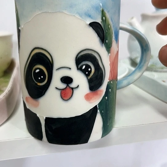 手绘高温釉下彩陶瓷白**女