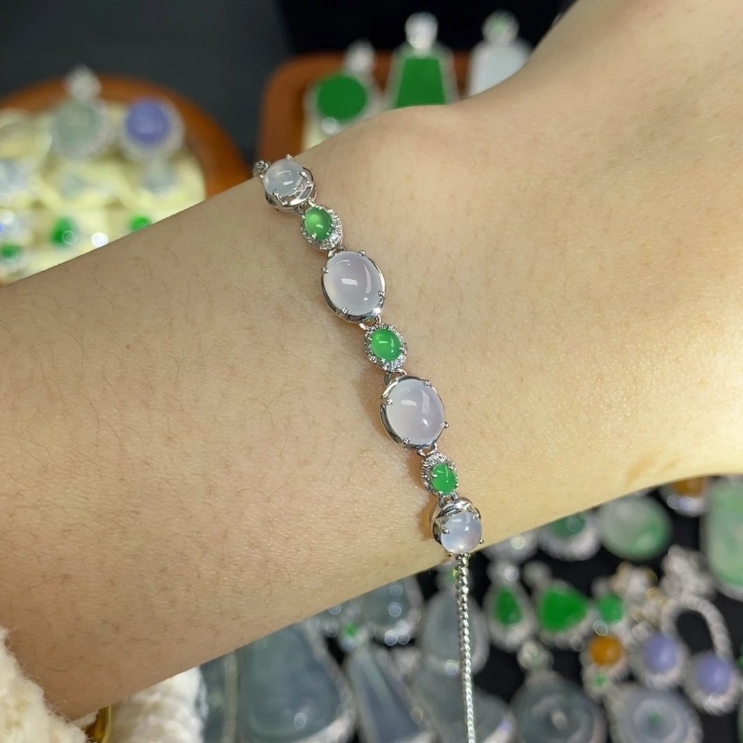 翡翠18K金镶嵌颈饰A货翡翠