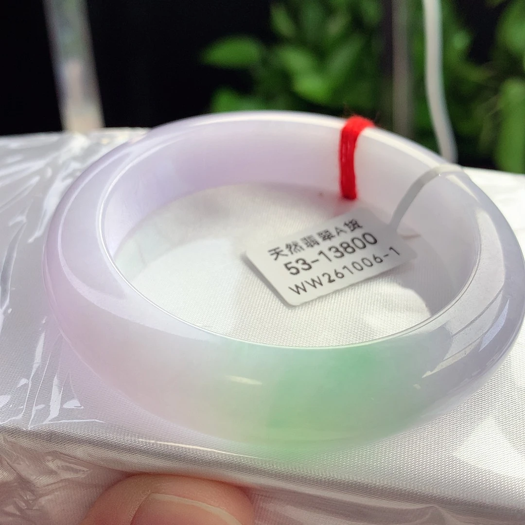 未镶嵌手镯翡翠53-54圈口粉春底糯唧唧老料子11号