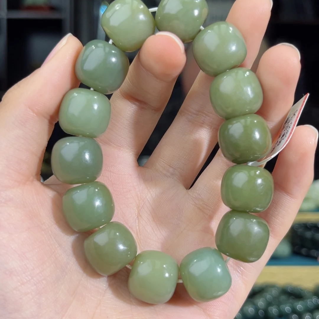 和田玉手链未镶嵌手串纯天然新疆若羌黄口料16mm