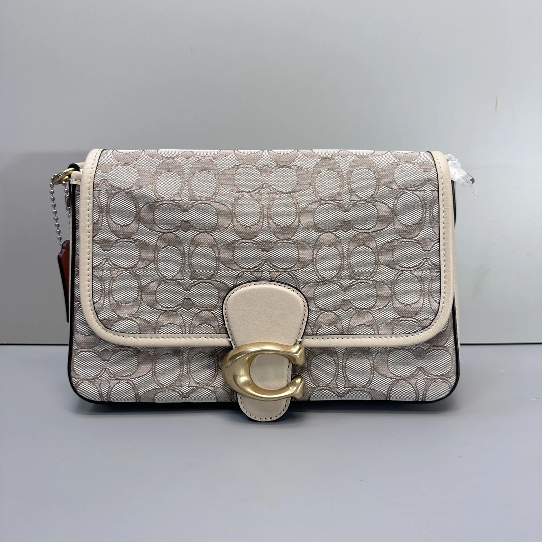 99新 COACH/蔻驰 soft tabby米色织物单肩包26*17*9cmM020412