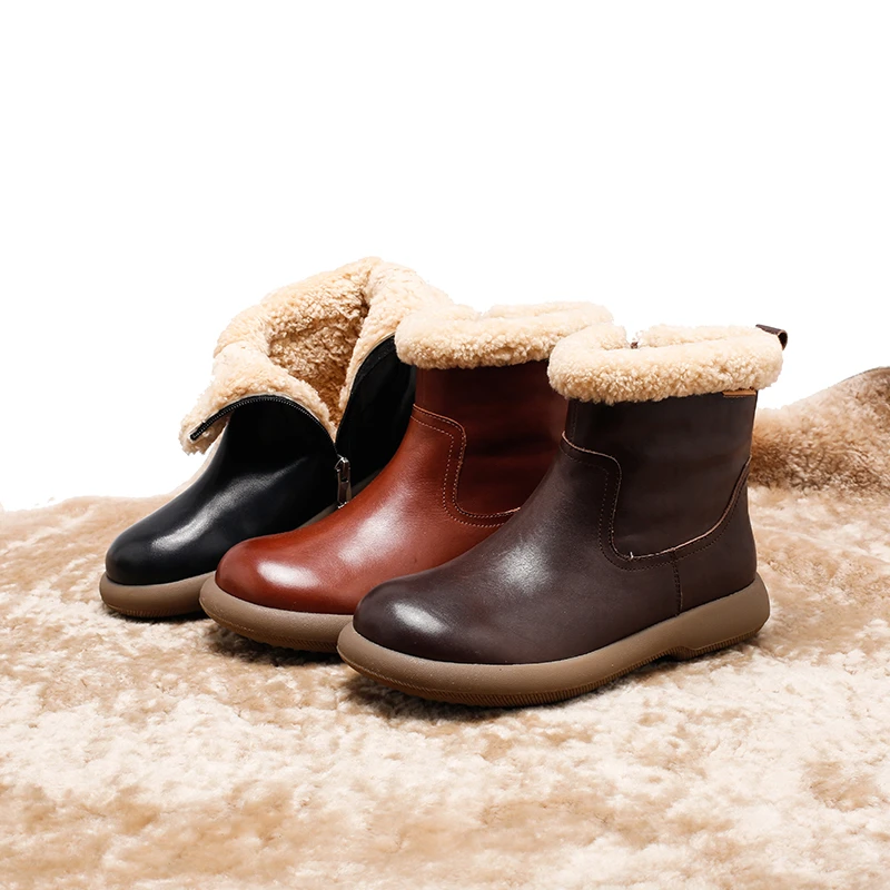 羊皮毛一体7715-11秋冬防寒保暖百搭短筒雪地靴女靴大棉雪地靴女