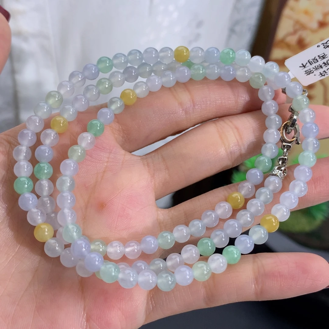 翡翠未镶嵌手串卡5冰胶多宝项链