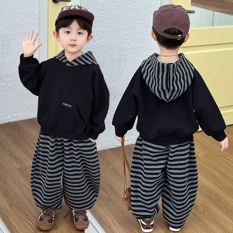 男童秋装套装2025年款宝宝秋季连帽衣服儿童休闲时尚秋冬潮牌童装