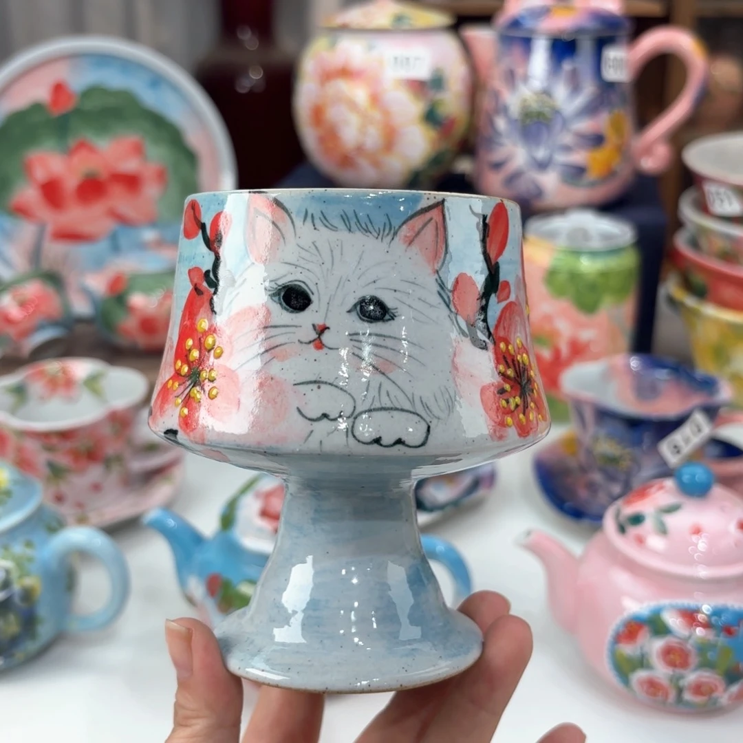 景德镇手绘高温釉下彩陶瓷茶具