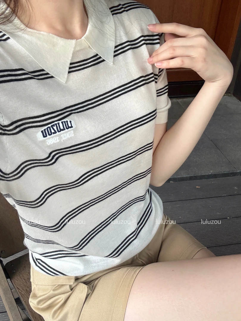 LULUZOU｜MIU系小翻领正肩T（ktt）