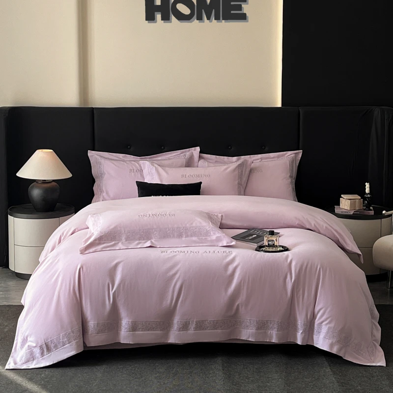 维纳家居希尔顿轻奢高级纯棉四件套十个勤天兰知春序床单被套