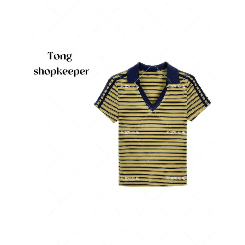 TT-QJ/彤掌柜1681826 夏季2025莱赛尔天丝条纹气质方领显瘦上衣