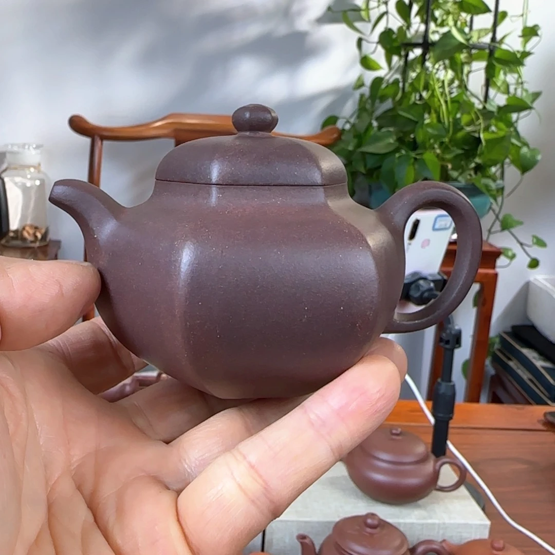 紫砂茶壶清*六方柿圆