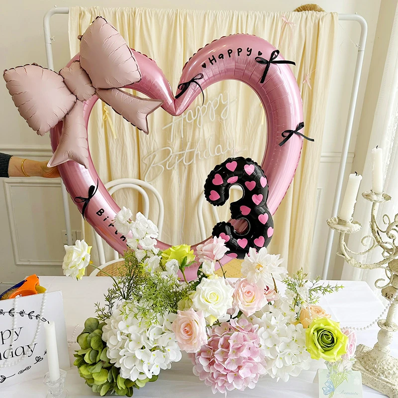 大号镂空爱心波点数字气球生日场景布置拍照氛围感道具铝模气球