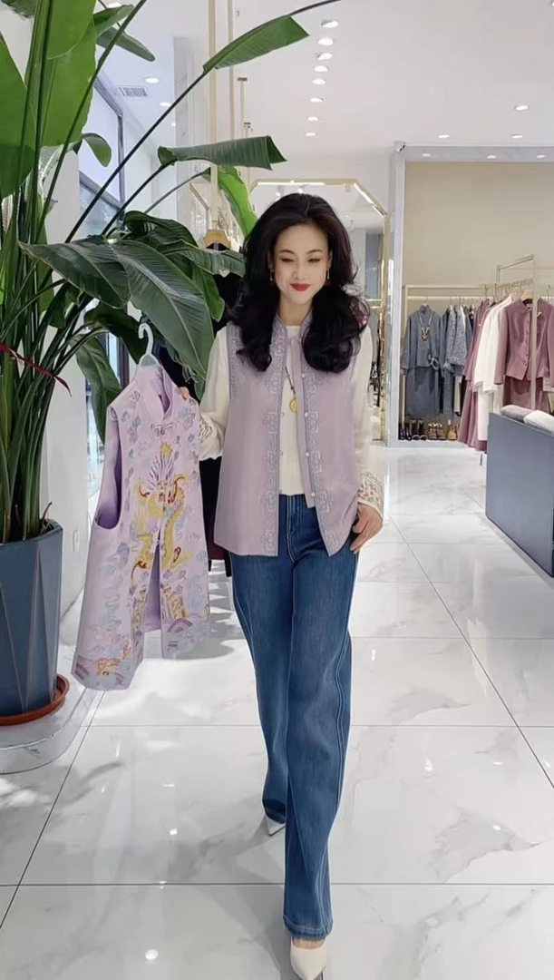 050075紫色休闲马甲