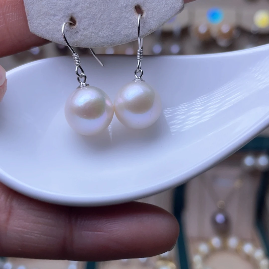 淡水珍珠耳环银S925镶嵌