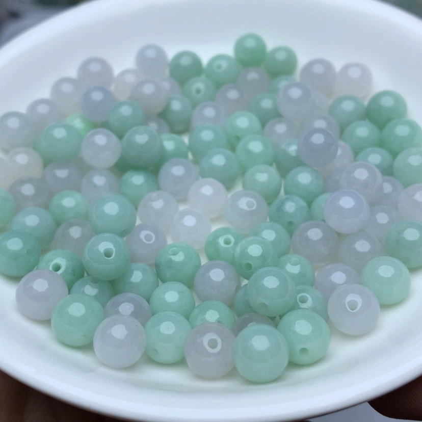 【闪购商品】翡翠手链未镶嵌卡7.6冰绿白10个