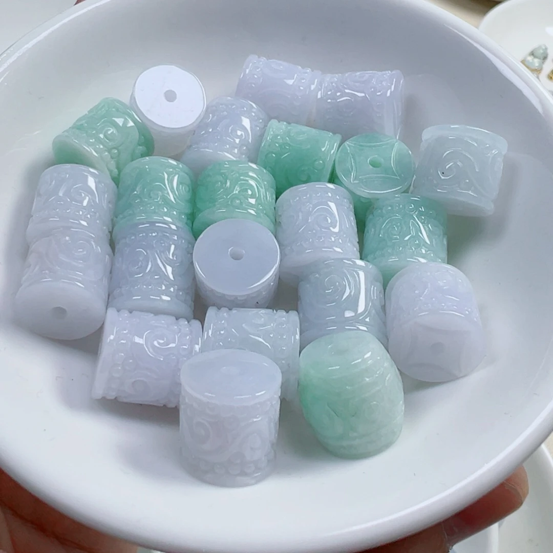 翡翠散珠卡12+回纹桶珠一个可挑。多样性发货