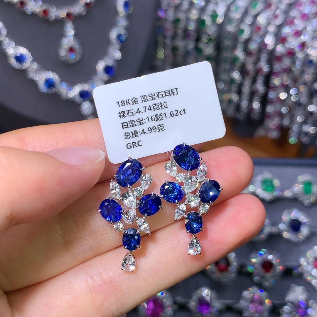 【闪购商品】蓝宝石耳坠18K金镶嵌