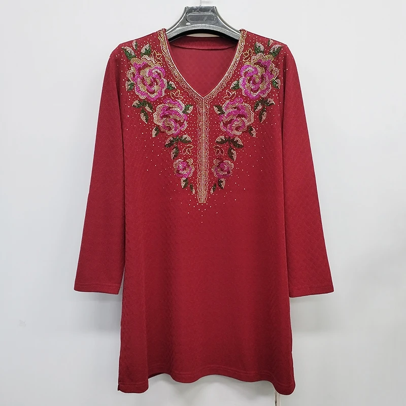 荣澜春季新款韩国进口醋酸提花上衣中老年妈妈上衣1641