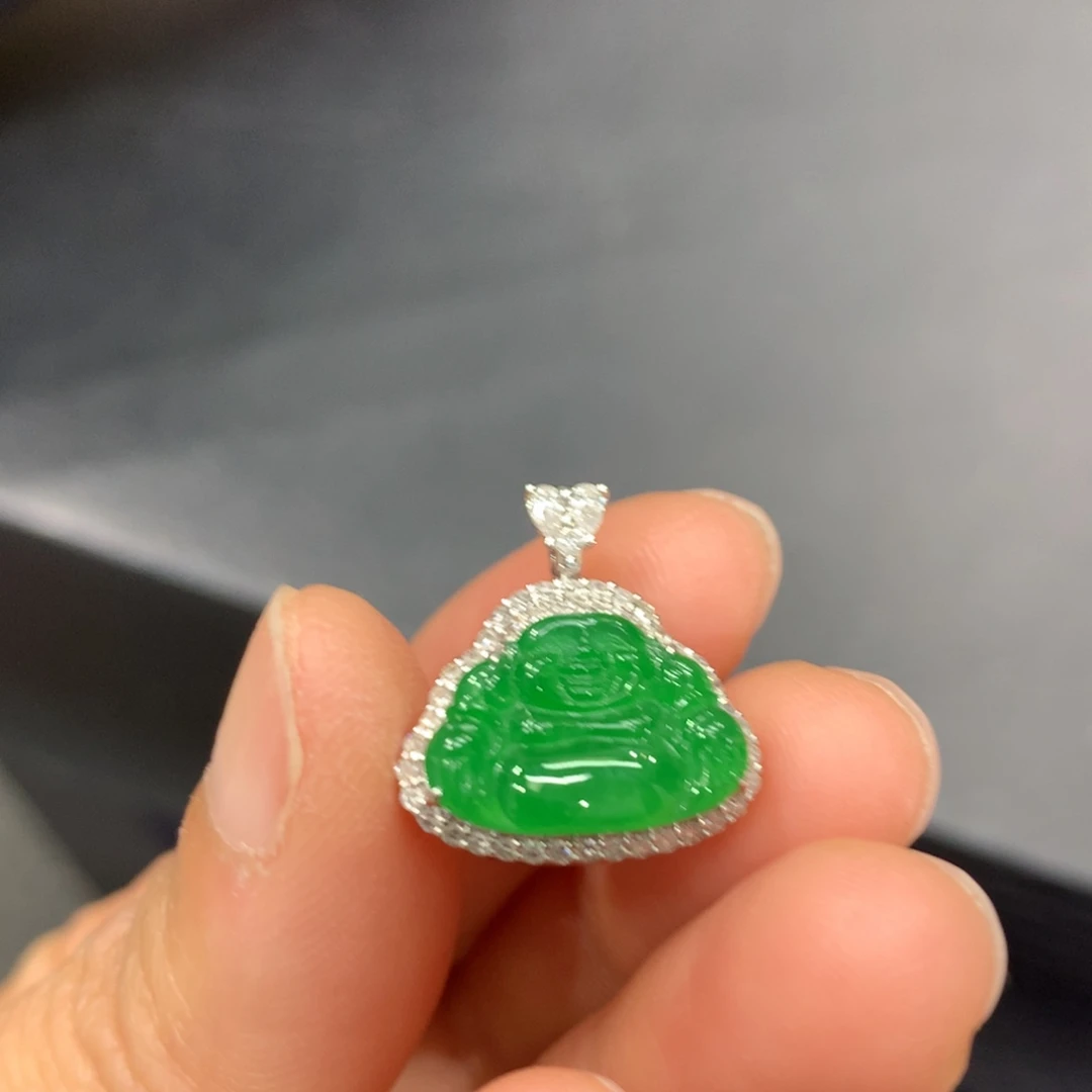 翡翠18K金镶嵌吊坠(不含链)