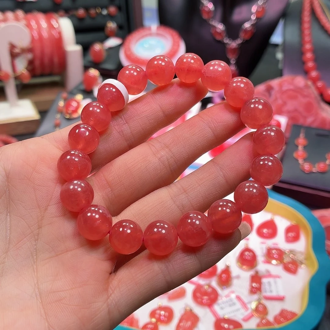 菱锰矿（红纹石）未镶嵌手绳