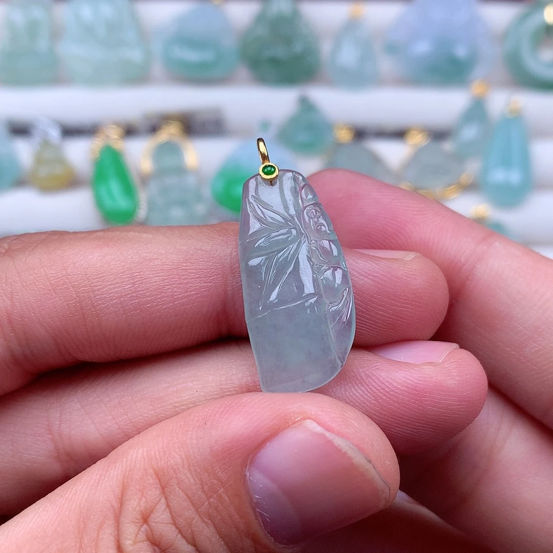 翡翠18K金镶嵌吊坠(不含链)