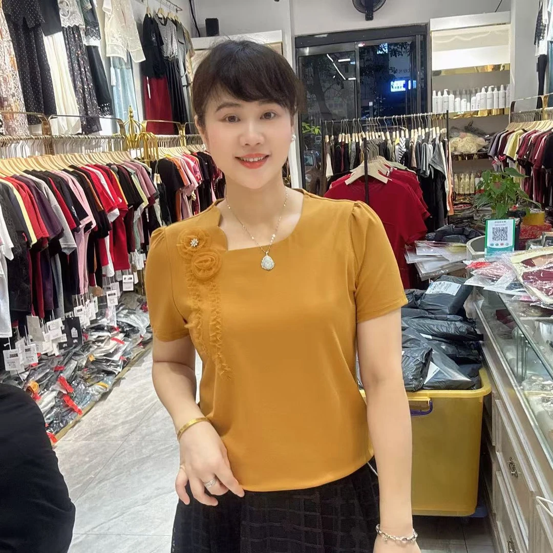 34-9501斜领休闲T恤58长