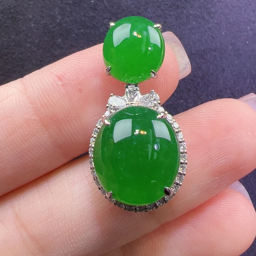 翡翠18K金镶嵌吊坠(不含链)吊坠