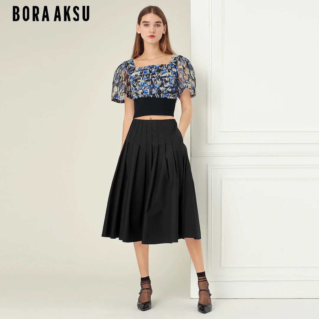 商场同款BORAAKSU2022春夏新款复古宫廷印花真丝上衣B1CCW03190