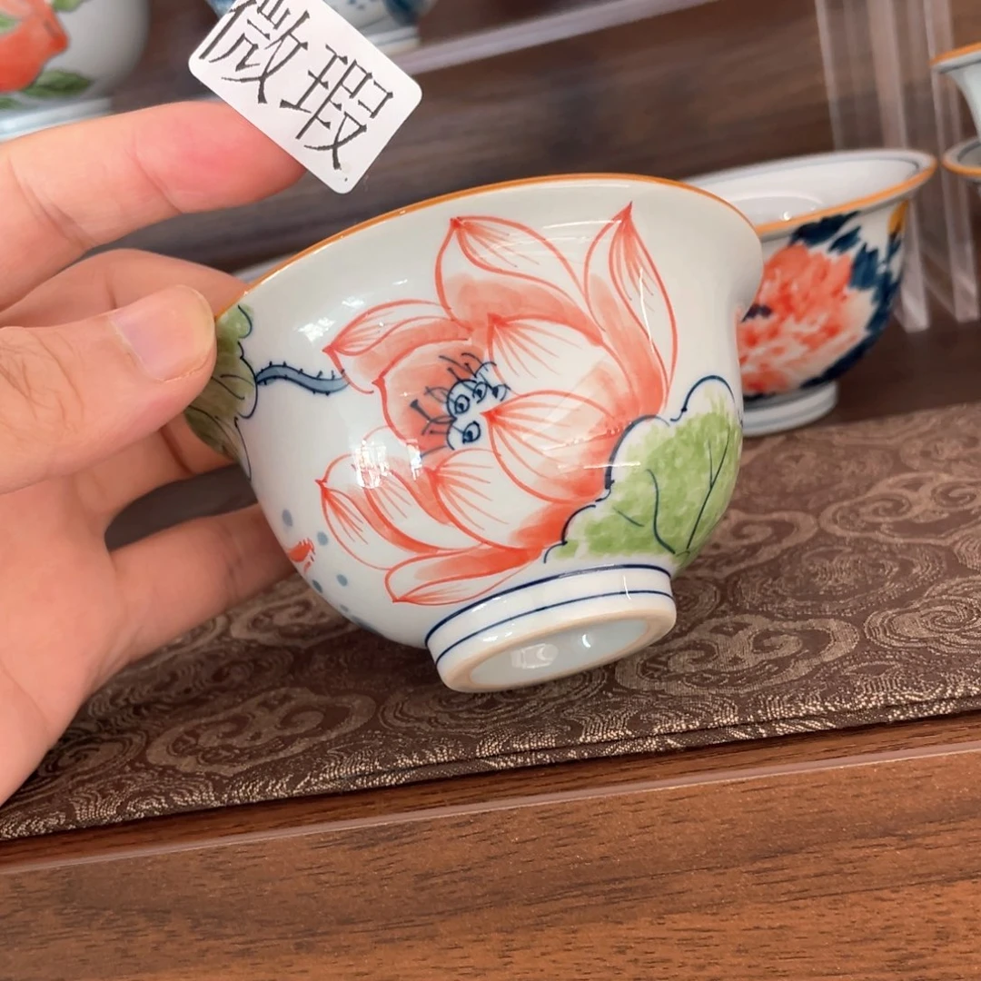 釉下手绘茶具微瑕