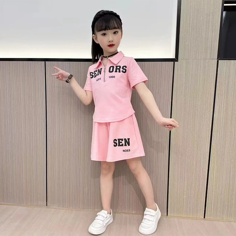 [专柜品质]女童夏装套装2024新款小女孩夏季短裤童装衣服运动套装